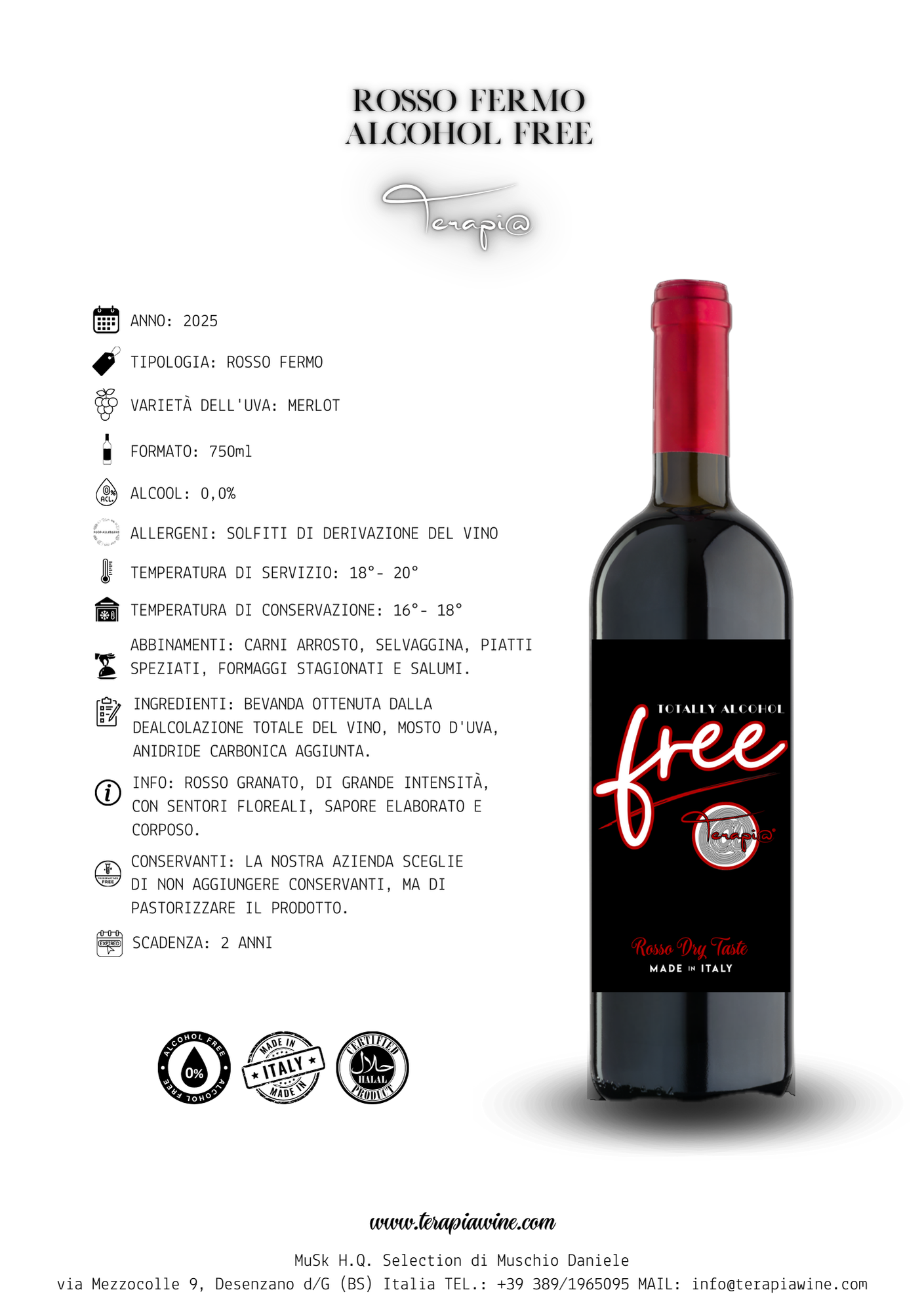 Terapi@ Alcohol Free Rosso Dry Taste - 6 bottiglie