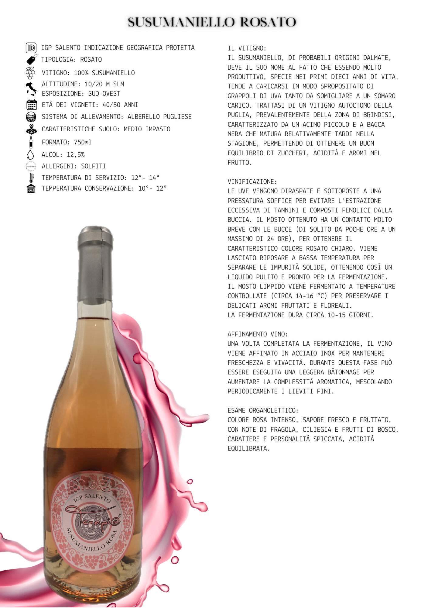 Terapi@ Susumaniello Rosa - IGP Salento - 3 o 6 bottiglie