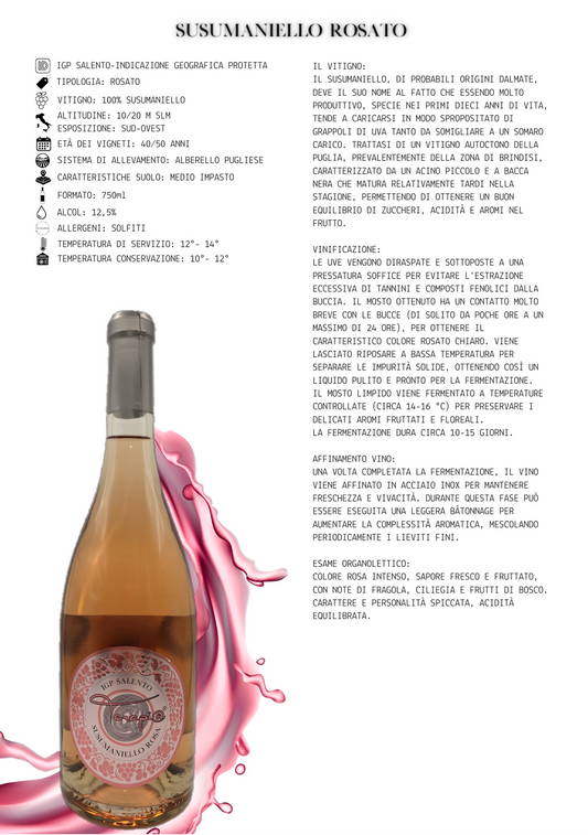 Terapi@ Susumaniello Rosa - IGP Salento - 3 o 6 bottiglie
