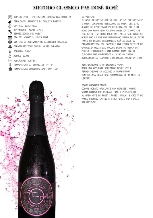 Terapi@ Metodo Classico Rosé Pas Dosé - 3 o 6 bottiglie