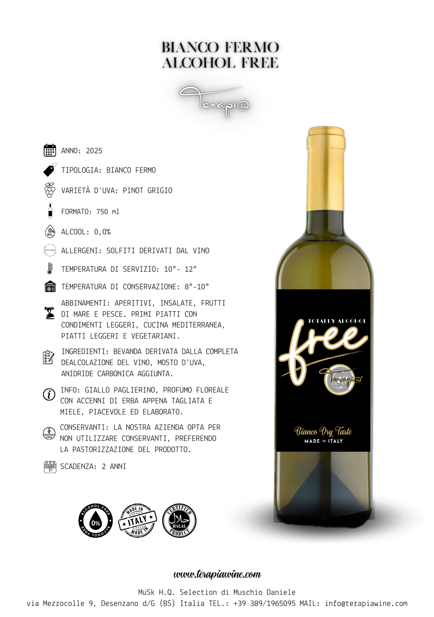 Terapi@ Alcohol Free Bianco Dry Taste - 6 bottiglie