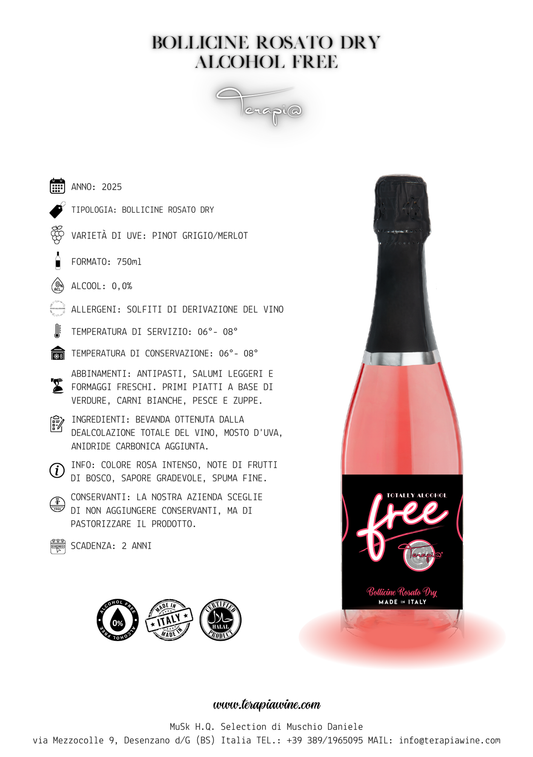 Terapi@ Alcohol Free Bollicine Rosato Dry - 6 bottiglie