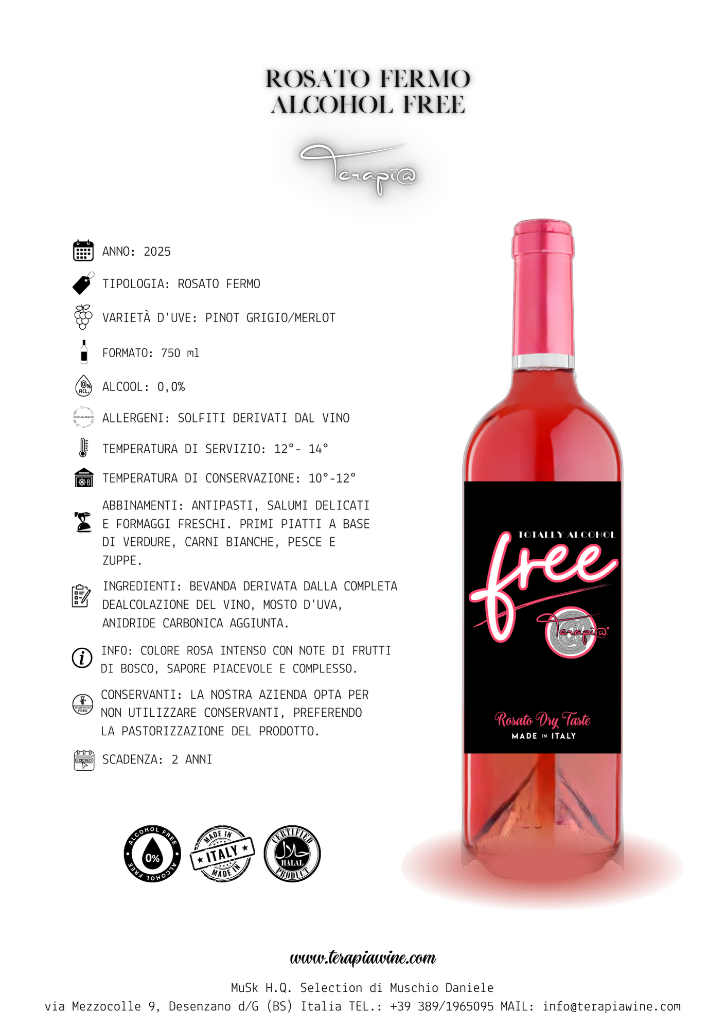 Terapi@ Alcohol Free Rosato Dry Taste - 6 bottiglie